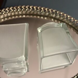 Set of 2 Vintage Frosted Glass Square “Mission” Lamp Shades